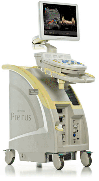 Image: The Hi Vision Preirus ultrasound system (Photo courtesy of Hitachi-Aloka / Pentax Medical).